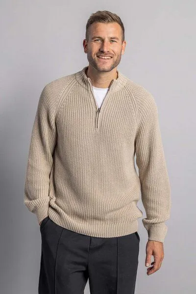 DIRTS dirts Knit Quarter Zip, Desert beige, – Produktbild 2 von 4