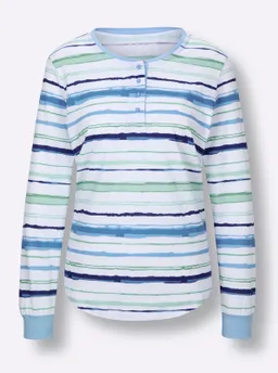 wäschepur Schlafanzugshirt himmelblau-weiß-gestreift – Produktbild 1 von 1