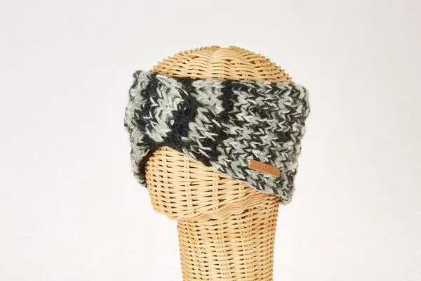 short'n'pietz short'n'pietz Schurwollstirnband meliert, handgestrickt, Schwarz, – Produktbild 1 von 1