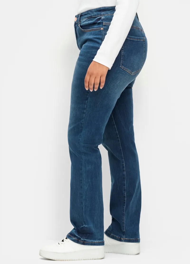 sheego Gerade Jeans dark blue denim, Dark blue denim, – Produktbild 1 von 2