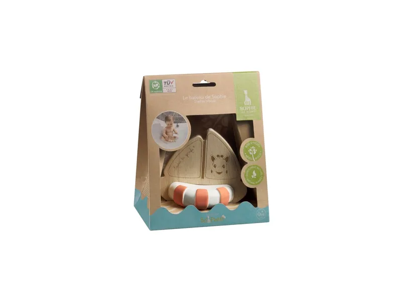 Sophie la Girafe Sophie la Girafe Boot Greifling und Beißring aus Holz und Naturkautschuk Maße 11 x 11,5 x 8 cm, Natur, – Produktbild 2 von 2