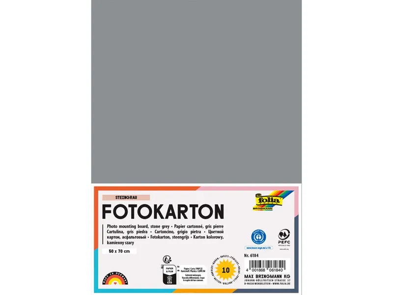 folia folia Fotokarton, 300 g/m², 50 x 70 cm, 10 Bogen, steingrau – Produktbild 1 von 2