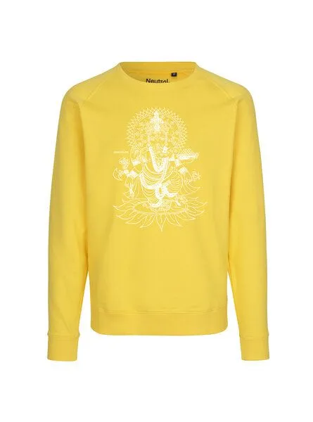 Peaces.bio - handbedruckte Biomode Peaces.bio - handbedruckte Biomode Bio Damen-Sweatshirt Loose Fit Ganesha, Gelb, – Produktbild 1 von 2