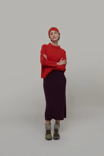 Rifò - Circular Fashion Made in Italy Rifò - Circular Fashion Made in Italy Strinband Nadia aus Recycelter Kaschmirwolle, Orange, – Produktbild 2 von 2