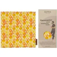 Kumanu von Natur aus gut Kumanu - von Natur aus gut Bienenwachs-Snacktasche "Pausenpeter" | 22x20cm | aus Bio-Bienenwachstuch, Gelbe kreise, – Produktbild 1 von 1