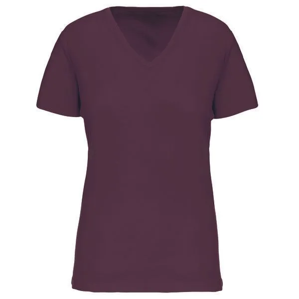 Greenspired Greenspired Basic Bio Damen T-Shirt mit V-Ausschnitt XS- 3 XL, Weinrot, – Produktbild 1 von 1
