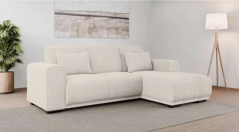 OTTO home Ecksofa BORNHOLM L-Form, B: 234 cm - OTTO. Verlässliche Qualität., Recamiere links oder rechts bestellbar, Wellenfederung, inkl. 2 Kissen, Beige, – Produktbild 6 von 8