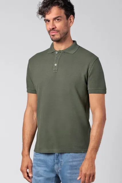 HempAge Hempage Herren vegan Polohemd Aus Piqué Jersey Moosgrün, Grün, – Produktbild 2 von 2