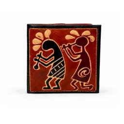 Janselo Savanna Rhythm Design Quadratisches Shanti-Leder-Münz-Täschchen – Produktbild 1 von 1