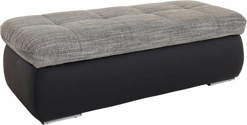 DOMO collection Polsterhocker MORIC 136x64 cm, praktisch und komfortabel, inklusive Stauraum, Grau|schwarz, – Produktbild 4 von 5