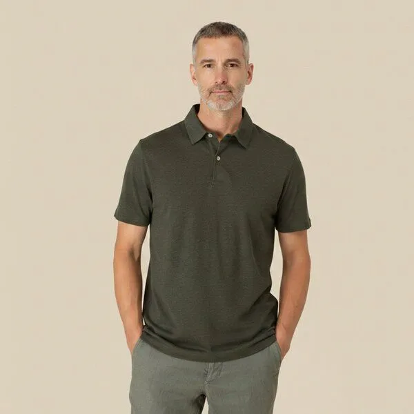 YTWOO YTWOO Leichtes Herren Leinen Poloshirt, Organic khaki, – Produktbild 1 von 3