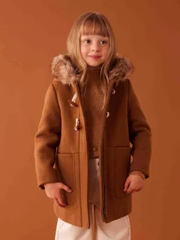 Vertbaudet Mädchen Dufflecoat mit Kapuze & Knebelknöpfen – Produktbild 1 von 1