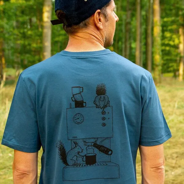 Cmig Cmig Kaffee-Hörnchen T-Shirt für Kaffeeliebhaber, Dark teal (blau), – Produktbild 2 von 4