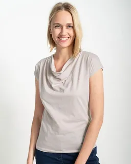 Alma & Lovis Alma & Lovis Shirt mit Wasserfall-Ausschnitt, aus Bio-Baumwolle | Short Cascade – Produktbild 1 von 1