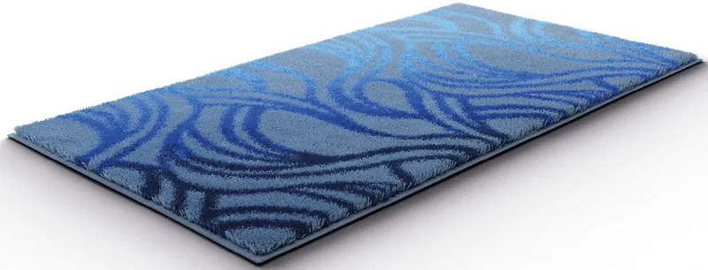 Grund Grund Badematte Mayra, Höhe 20 mm, rutschhemmend beschichtet, fußbodenheizungsgeeignet, Polyacryl, rechteckig, Frisches Wellenmuster in lebendigen Farben, 5 Jahre Garantie, Blau, – Produktbild 3 von 6