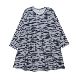 Walkiddy Walkiddy Kinder Kleid GOTS zertifiziert – Bio-Baumwolle, Grau mit Tiermuster, langärmelig, weich & bequem, alltagstauglich – Produktbild 1 von 1