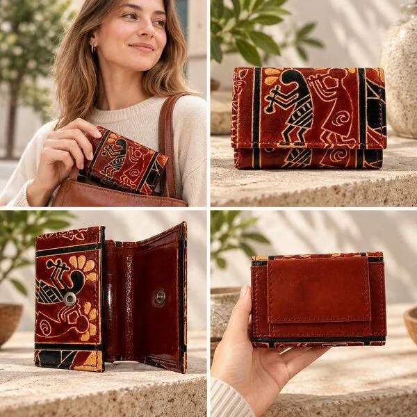 Janselo Savanna Rhythm Design Shanti-Leder-Geldbörse – Produktbild 4 von 4
