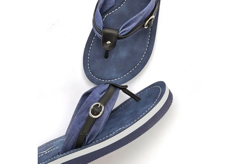 VENICE BEACH VENICE BEACH Sandale, Badeschuh, Pantolette, Badelatsche, Flip Flop, Badeschlappe Badezehentrenner Zehentrenner mit wasserabweisender und leichter Sohle VEGAN, Blau|schwarz, – Produktbild 1 von 5