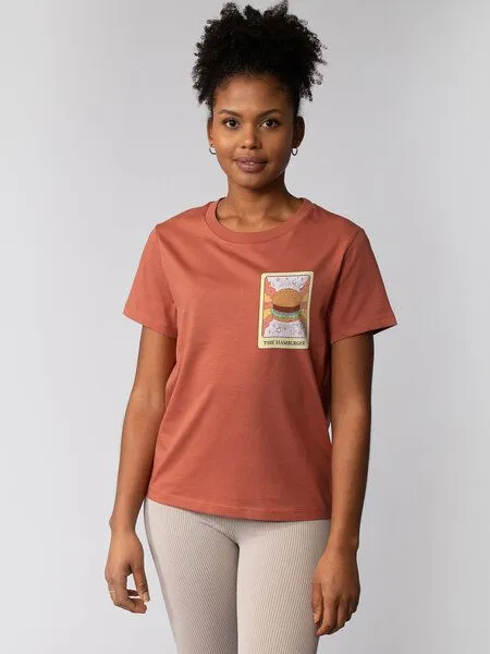 watapparel watapparel T-Shirt Frauen Tarot The Hamburger, Heritage brown, – Produktbild 1 von 3