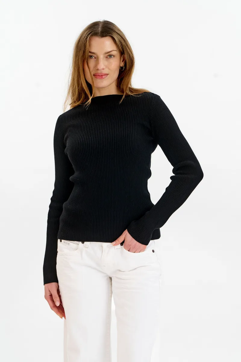 KOMODO KOMODO Damen vegan Strick-Top Rippe Wasabi Schwarz, Schwarz, – Produktbild 1 von 2
