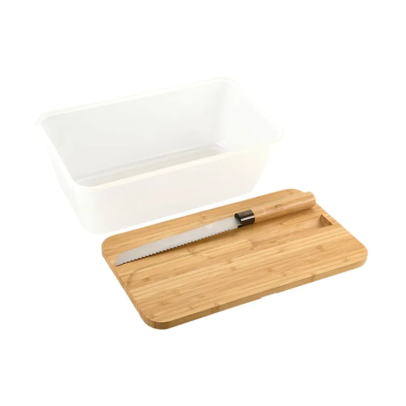 Kesper Brotbox mit Bambus-Schneidebrett und Messer, Transparent, – Produktbild 2 von 4