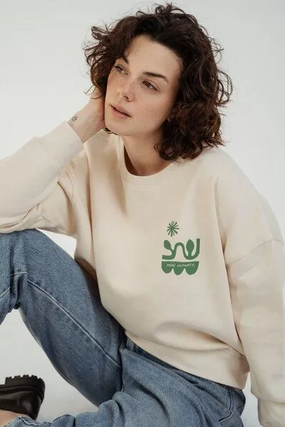 Kultgut Kultgut Artdesign - Biofair- Pulloversweater im Boxistyle / More Humanity., Natur, – Produktbild 1 von 4