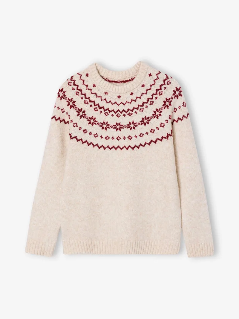 Envie De Fraise Herren Weihnachts-Pullover Jacquardstrick-Capsule ENVIE DE FRAISE, Wollweiß, – Produktbild 3 von 3