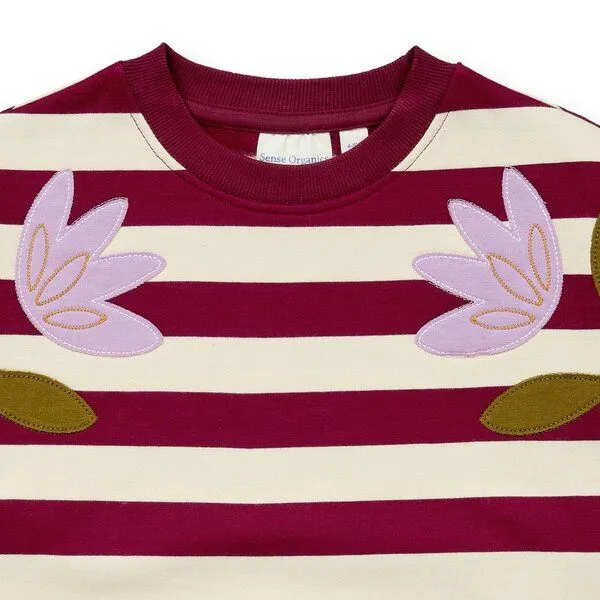 Sense Organics Sense Organics Kinder Sweatshirt in Weinrot-cremeweiß geringelt, Modell DARI, Red, – Produktbild 2 von 4