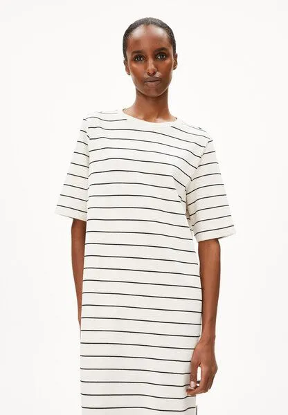 ARMEDANGELS ARMEDANGELS XELINAA FINE STRIPE Damen Heavyweight Jerseykleid aus recyceltem Baumwoll Mix, Undyed-black, – Produktbild 1 von 4