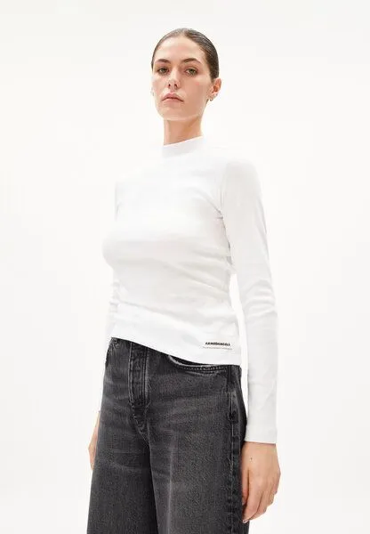 ARMEDANGELS ARMEDANGELS FATIMAARA Damen Ripp-Longsleeve Slim Fit aus Bio-Baumwoll Mix, White, – Produktbild 1 von 4
