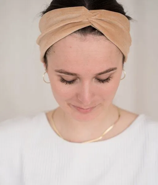 obumi obumi Haarband Bow aus Bio Samt, Beige, – Produktbild 1 von 4