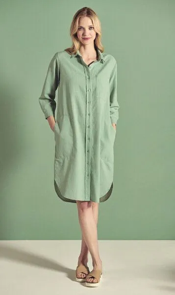 HempAge HempAge Hanf Tunika mit Polokragen, Menta, – Produktbild 4 von 4