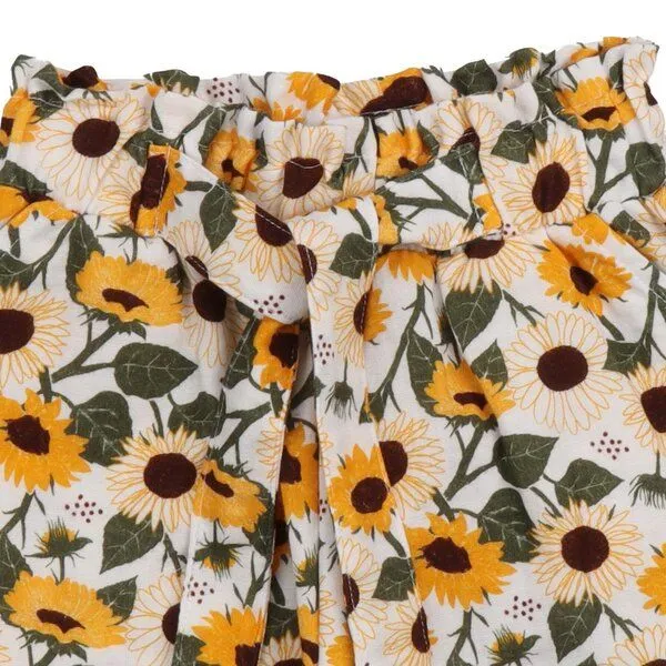 Walkiddy Walkiddy Kinder Shorts GOTS-zertifiziert aus Bio-Baumwolle, Sonnenblumen-Print, leicht & sommerlich, elastischer Bund, Blau, – Produktbild 2 von 3