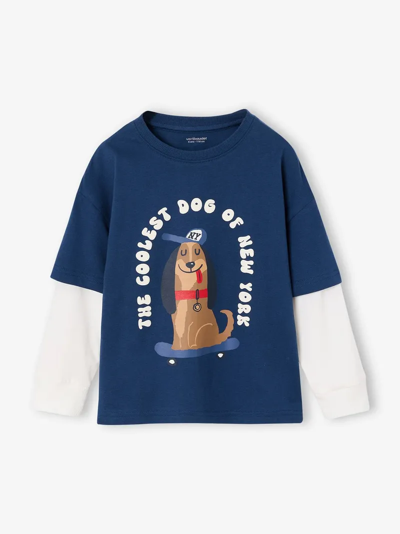 Vertbaudet Shirt Lagenlook Jungen mit Frontprint, Marine, – Produktbild 3 von 3
