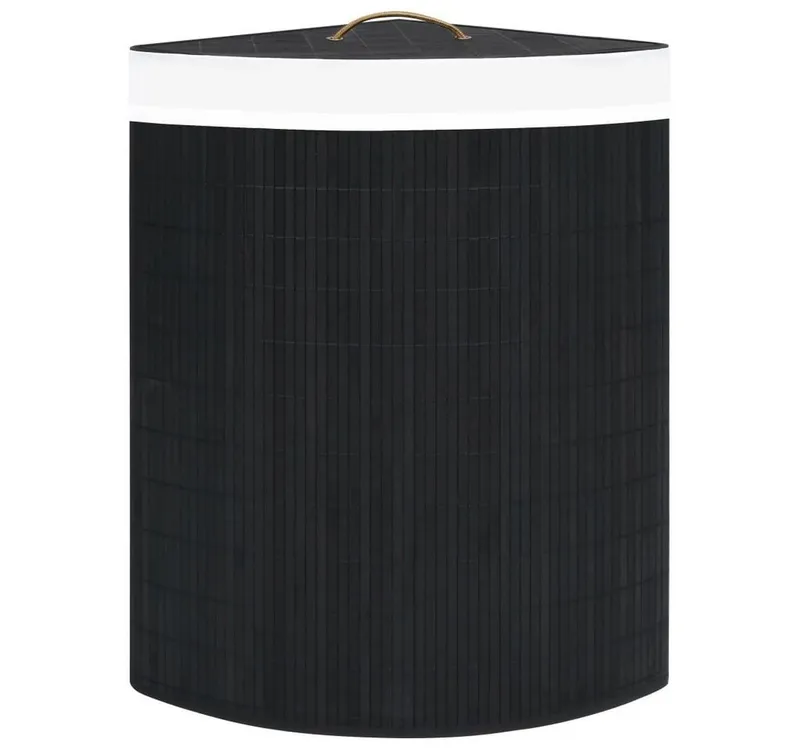 furnicato Wäschekorb Eck-Bambus 52,3x37x65 cm Schwarz (1 St), Schwarz, – Produktbild 4 von 5