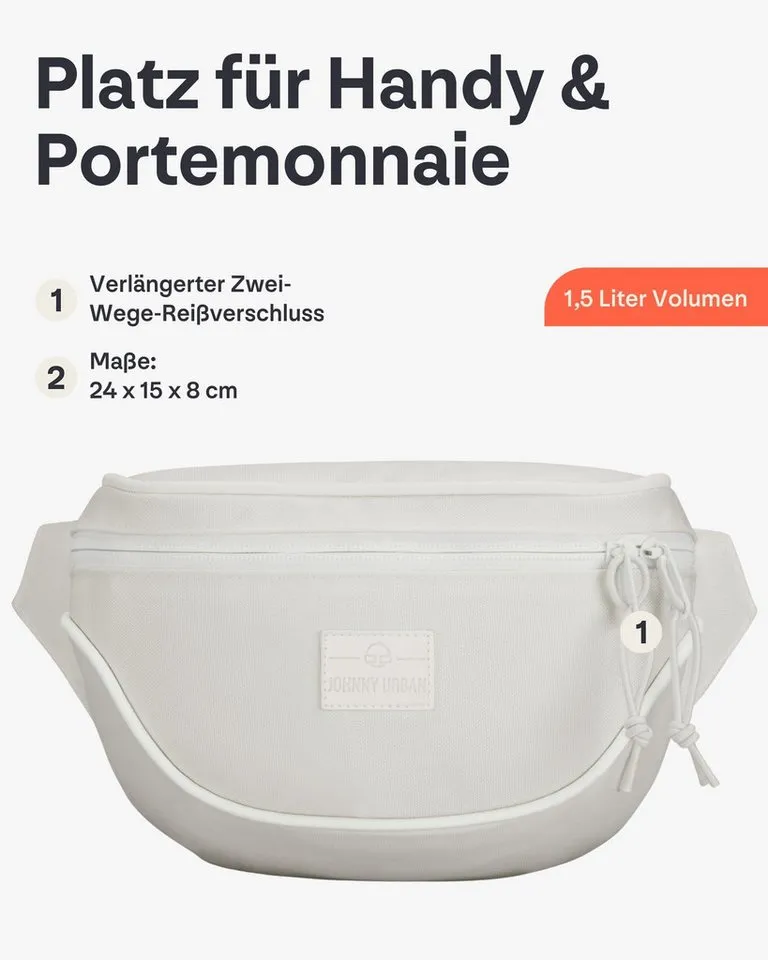 Johnny Urban Gürteltasche Ben Bauchtasche Damen Herren Wasserabweisend (1-tlg), Größenverstellbar, Wasserabweisend, Weiß, – Produktbild 3 von 5