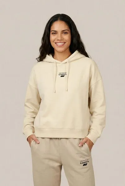 THE FACE OF ELEMENTS The Face of Elements Essential - Relaxed Boxy Fit Hoodie aus 100% Bio-Baumwolle, Honey (nature), – Produktbild 2 von 4