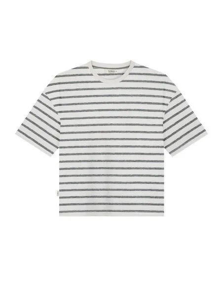 FUXBAU FUXBAU Gestreiftes Boxy Frauen T-Shirt Milos - cremeweiß salbei, Cremeweiss, – Produktbild 3 von 4