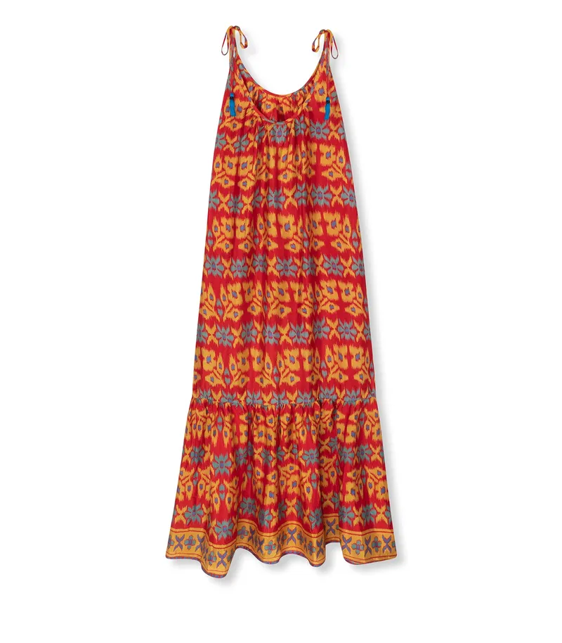 el.résidu el.résidu Damen vegan Kleid Myra Blau, Rot, – Produktbild 1 von 2