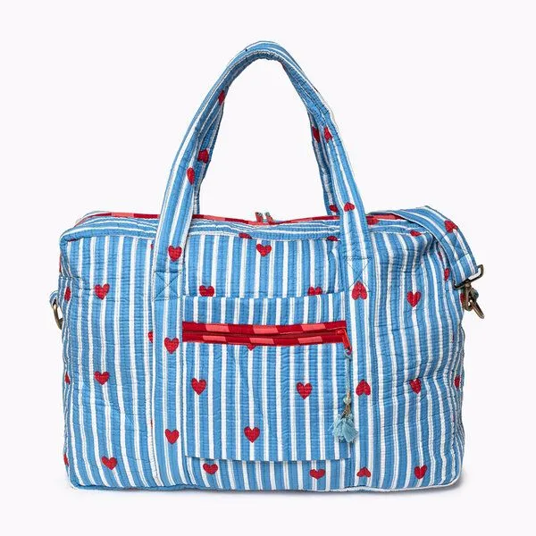 KIKOONI KIKOONI handgefertigte große Reisetasche TRAVELER BAG, "love edition" blue, – Produktbild 4 von 4