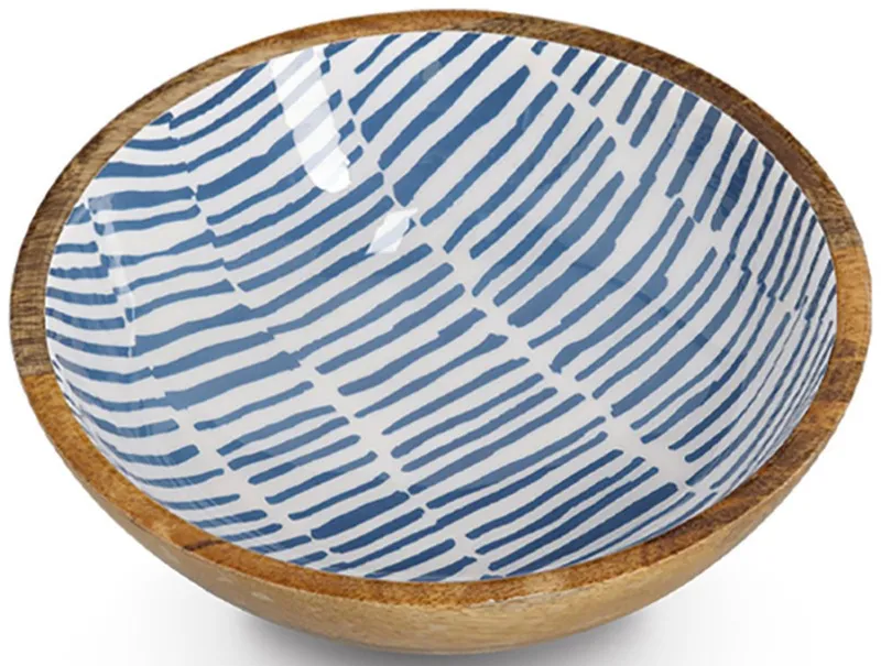 Zeller Present Schale Mangoholz, mit Streifendekor, Massivholz, hochwertiges natürliches Material, Blau, – Produktbild 1 von 7