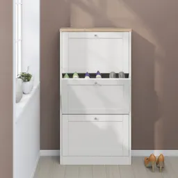 OTTO home Schuhschrank Heide Breite 70 cm, mit 3 Klappen und Facettenfront, Höhe ca. 130 cm – Produktbild 1 von 1