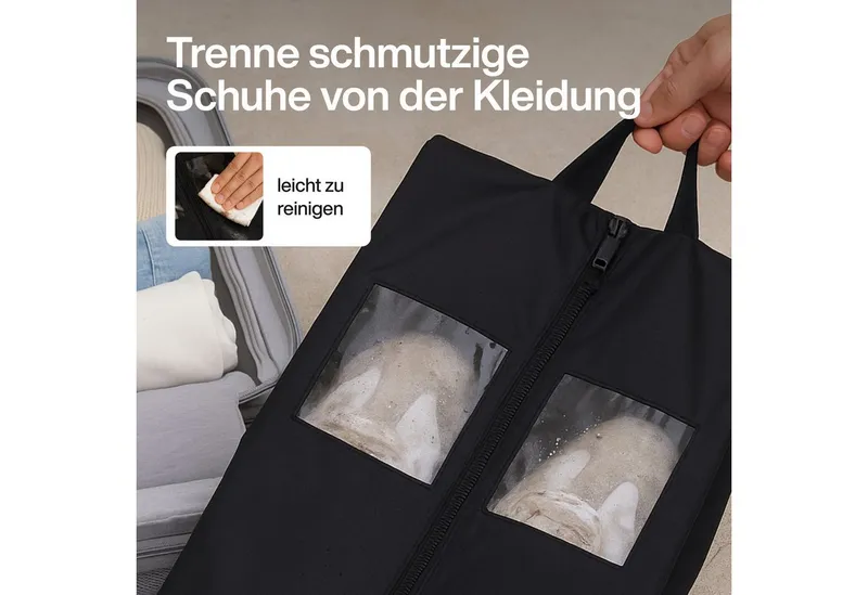TRAVEL DUDE TRAVEL DUDE Wasserfeste Schuhtasche 2er Set, Schwarz, – Produktbild 8 von 8