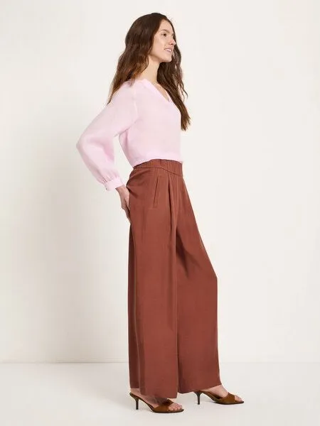 LANIUS LANIUS Hose mit weitem Bein aus TENCEL, Dark mocca, – Produktbild 3 von 4