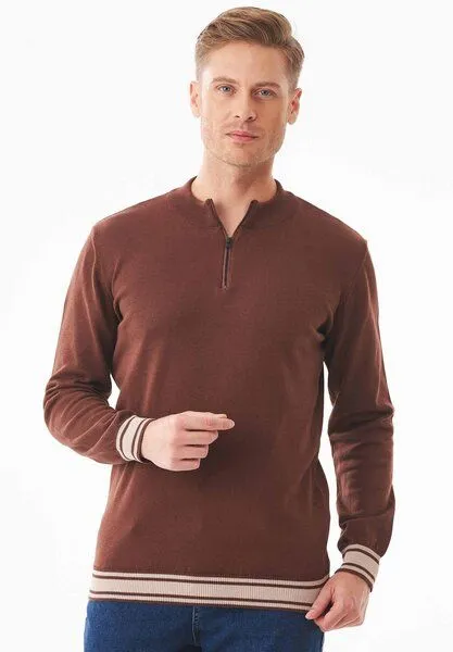ORGANICATION ORGANICATION Pullover aus Bio-Baumwolle mit Troyerkragen, Radical brown, – Produktbild 1 von 4