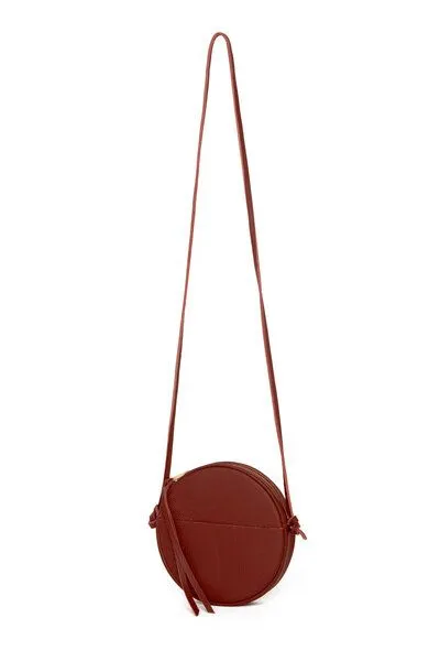 ELEKTROPULLI Kleine Runde Schultertasche MONA aus Leder von ElektroPulli, Weinrot, – Produktbild 2 von 3