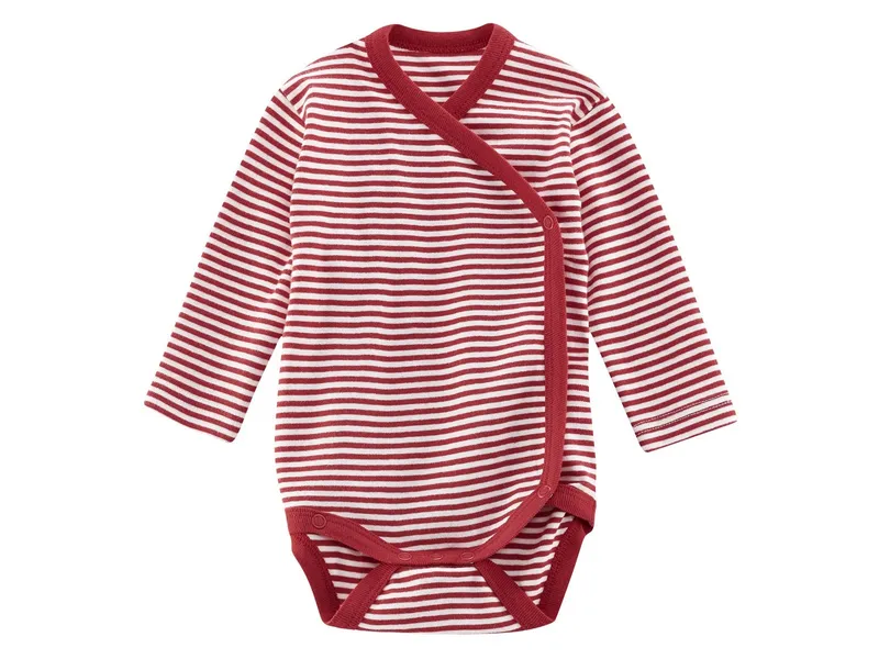 Living Crafts Living Crafts Baby Wickelbody Langarm Bio-Baumwolle rot-weiß gestreift Gr. 62/68, Rot, – Produktbild 1 von 2