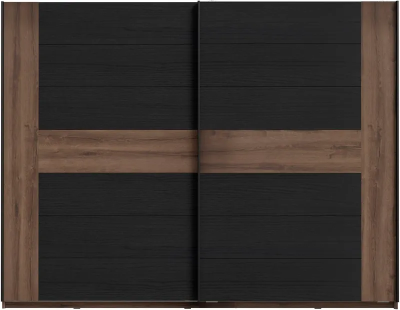 FORTE Schwebetürenschrank Bellevue, viel Stauraum mit schwarzen Metallgriffleisten, ca. 270x210cm, Beige|schwarz, – Produktbild 4 von 5