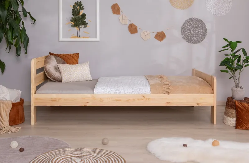 TICAA TICAA Massivholzbett "Bert", FSC®-zertifiziert (Kiefer), Jugendbett, mit Lattenrost (90x200cm, 100x200cm, 140x200cm), ideal für das Kinder- und Jugendzimmer, Massivholz, Beige, – Produktbild 3 von 5