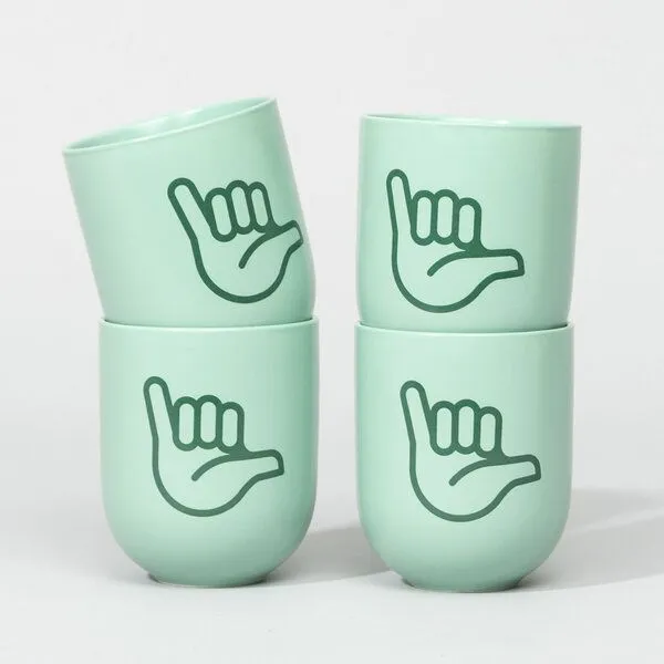 Fyngers Fyngers Handgemachter Becher aus Porzellan - Modell HANG LOOSE - Füllmenge 330ml - Mattlasur, Türkis, – Produktbild 4 von 4